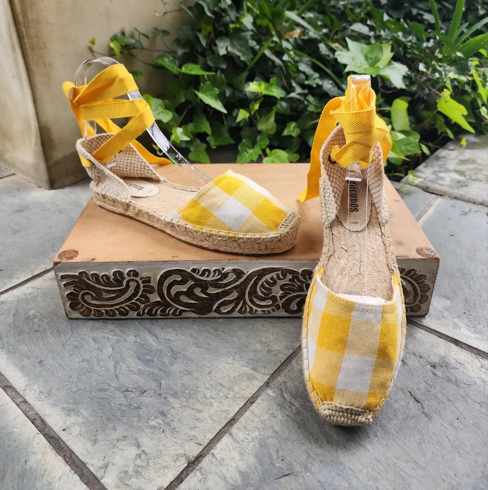 Stylish Gingham Soludos Wrap Espadrilles
